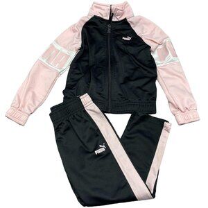 Puma jogger suit sweatshirt pants zip up elastic waist pockets puma kids 4 READ